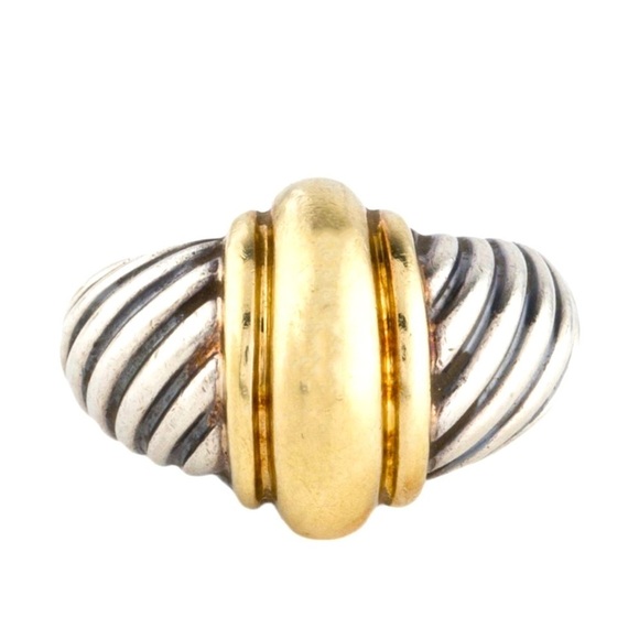 David Yurman Sterling Silver & 14K Yellow Gold ring classic - Picture 1 of 5